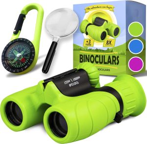 Promora Binoculars for Kids. Set with Magnifying Glass & Compass Purple